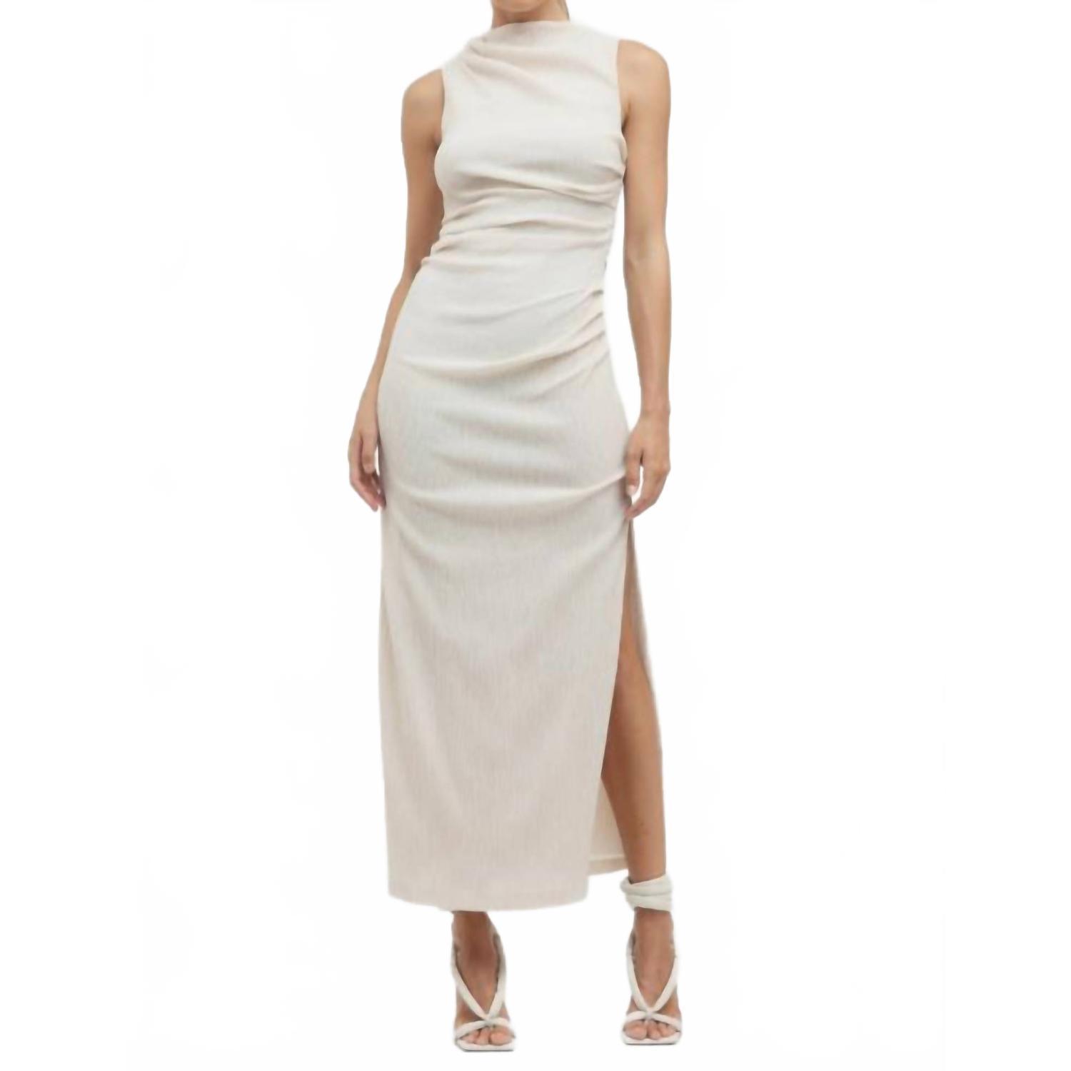 New Third Form Electric Tucked Maxi Tank Dress In Bone